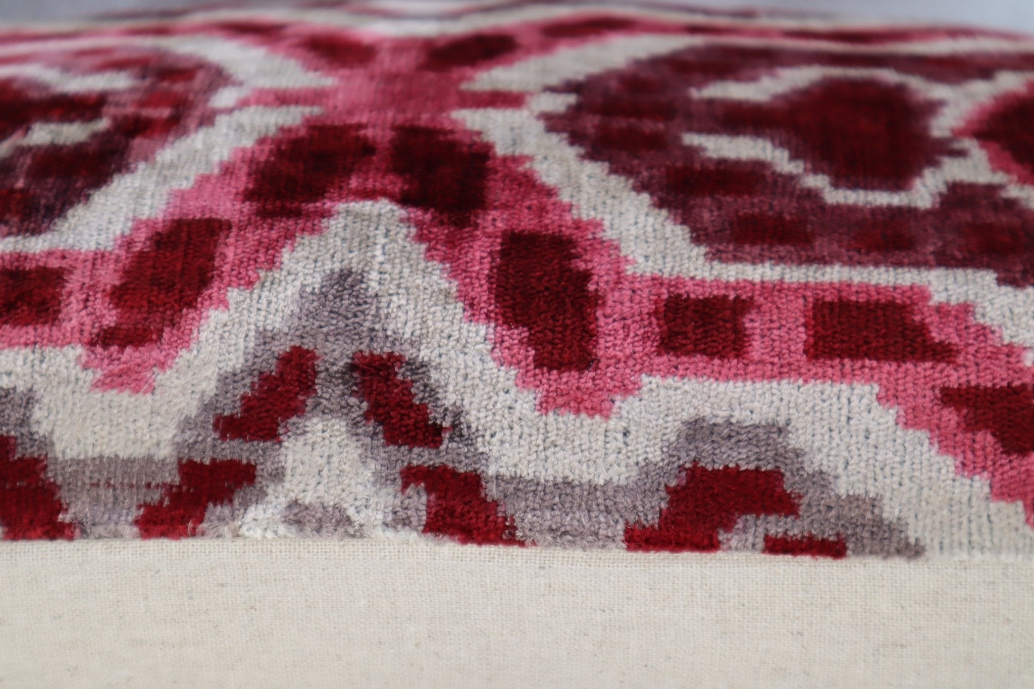 Canvello Pink Gray Handmade 16x24 Silk Velvet Pillow, Organic Veg Dyed, Down/Feather Filled