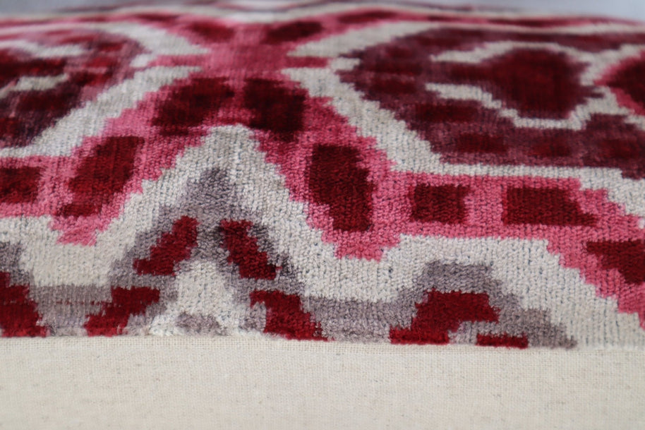 Canvello Pink Gray Handmade 16x24 Silk Velvet Pillow, Organic Veg Dyed, Down/Feather Filled