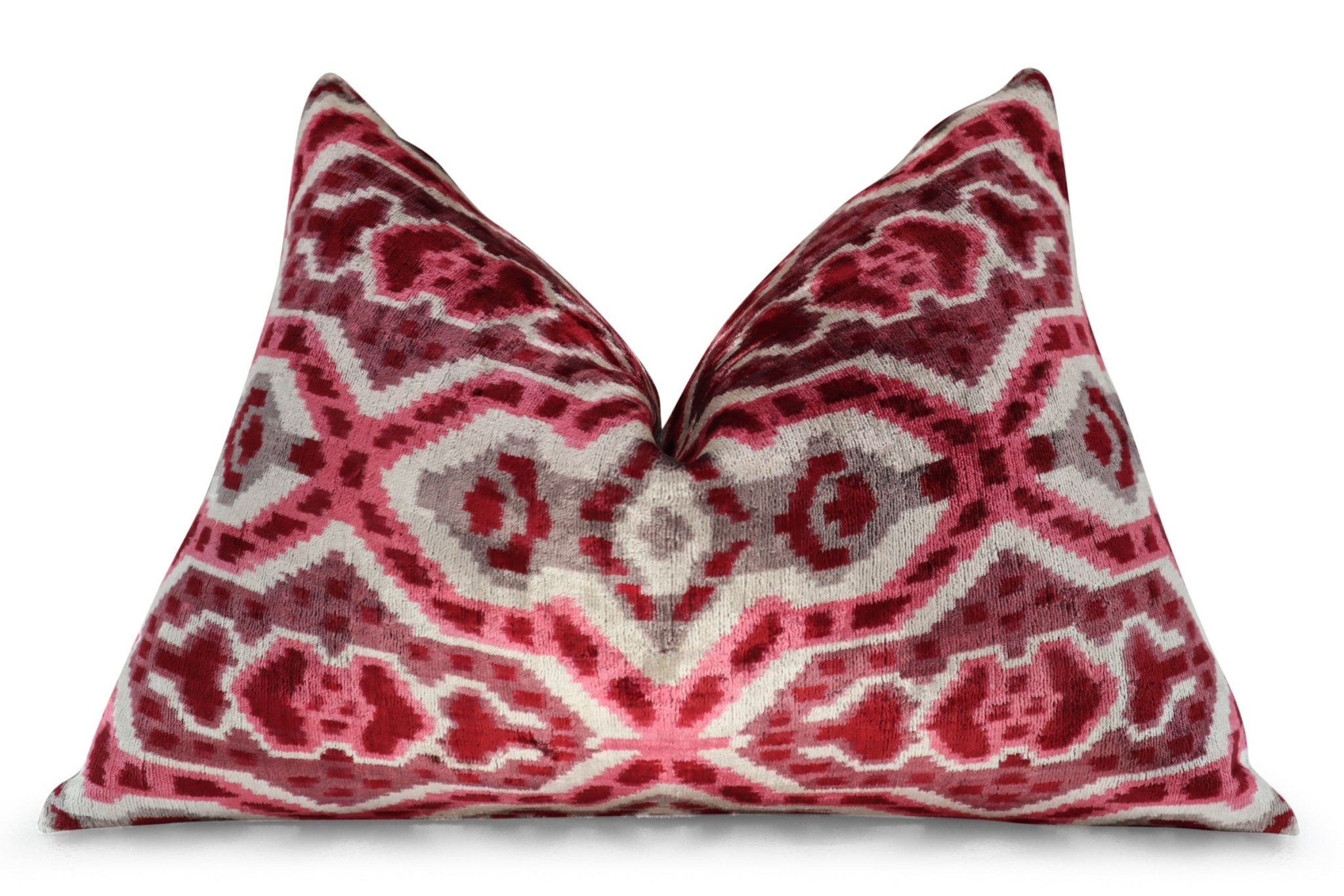 Canvello Pink Gray Handmade 16x24 Silk Velvet Pillow, Organic Veg Dyed, Down/Feather Filled