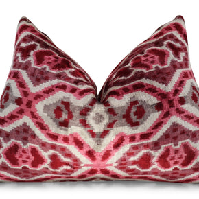 Canvello Pink Gray Handmade 16x24 Silk Velvet Pillow, Organic Veg Dyed, Down/Feather Filled