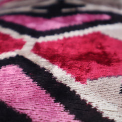 Canvello Pink Gray Handmade 16x24 Silk Velvet Pillow, Organic Veg Dyed, Down/Feather Filled