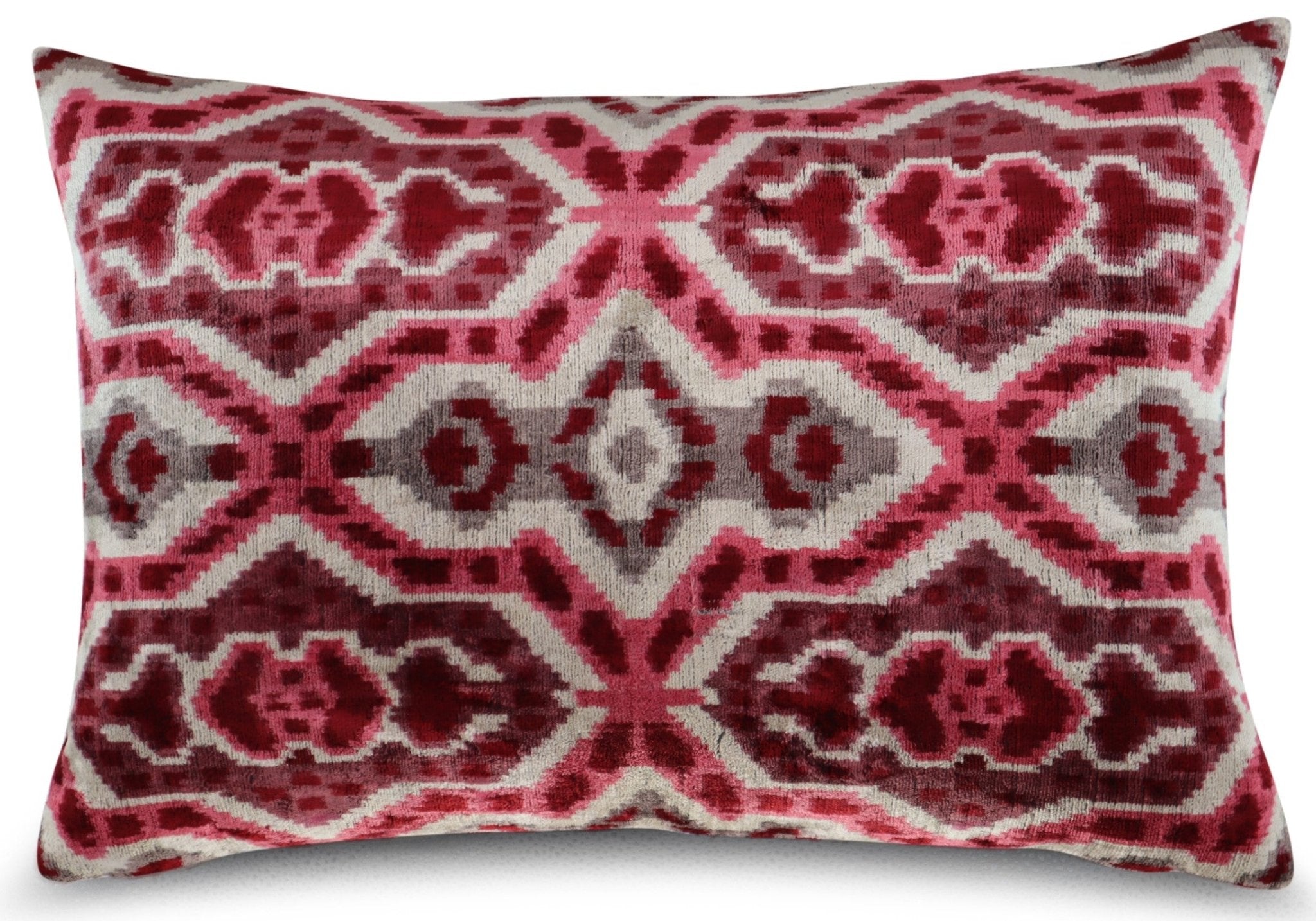 Canvello Pink Gray Handmade 16x24 Silk Velvet Pillow, Organic Veg Dyed, Down/Feather Filled