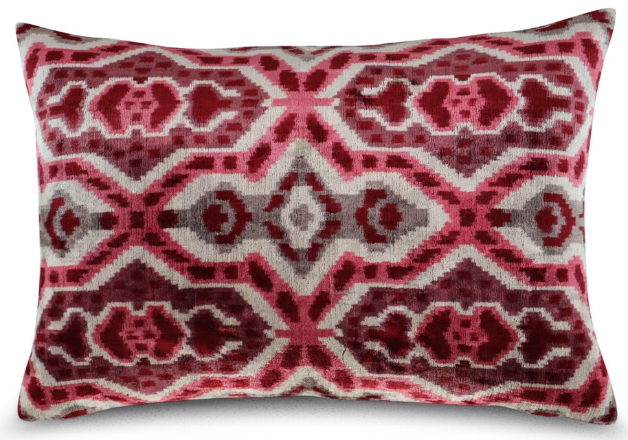 Canvello Pink Gray Handmade 16x24 Silk Velvet Pillow, Organic Veg Dyed, Down/Feather Filled