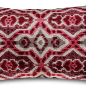 Canvello Pink Gray Handmade 16x24 Silk Velvet Pillow, Organic Veg Dyed, Down/Feather Filled