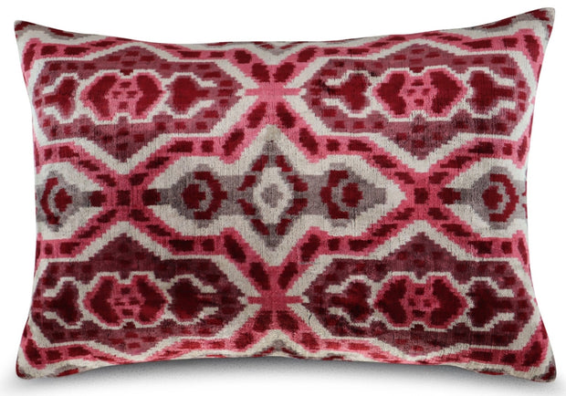 Canvello Pink Gray Handmade 16x24 Silk Velvet Pillow, Organic Veg Dyed, Down/Feather Filled