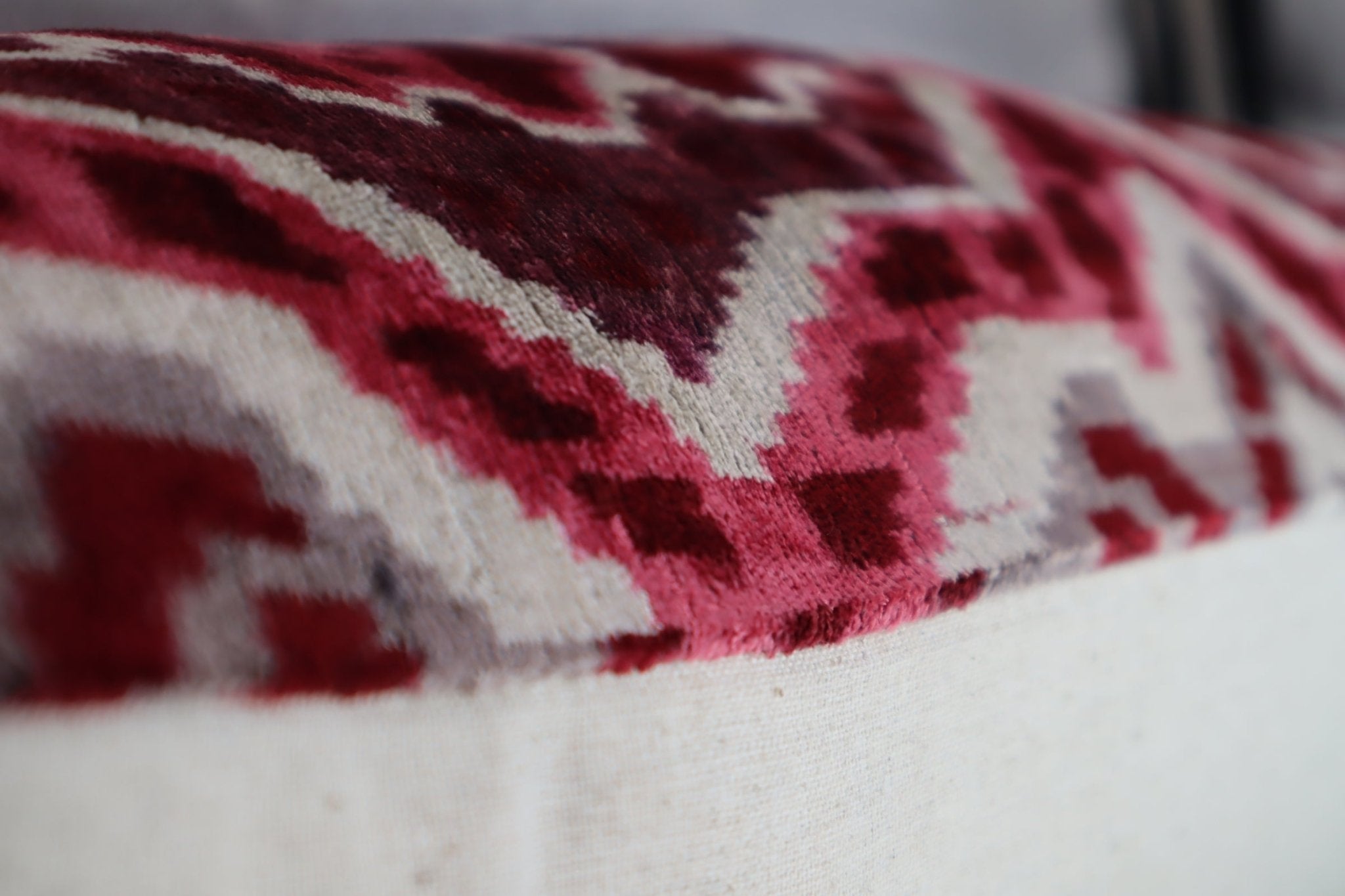 Canvello Pink Gray Handmade 16x24 Silk Velvet Pillow, Organic Veg Dyed, Down/Feather Filled