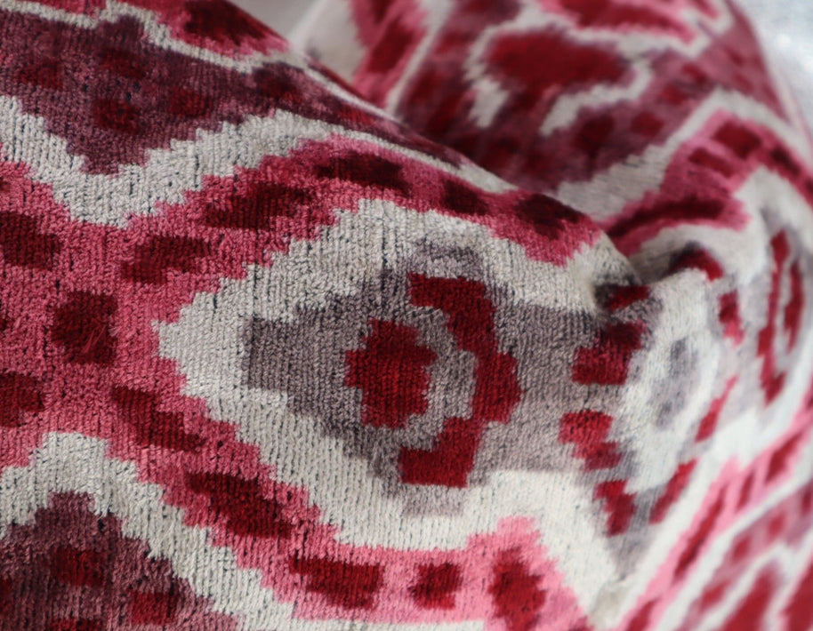 Canvello Pink Gray Handmade 16x24 Silk Velvet Pillow, Organic Veg Dyed, Down/Feather Filled