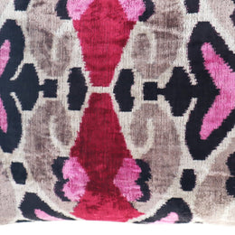 Canvello Pink Gray Handmade 16x24 Silk Velvet Pillow, Organic Veg Dyed, Down/Feather Filled
