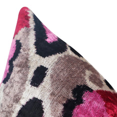 Canvello Pink Gray Handmade 16x24 Silk Velvet Pillow, Organic Veg Dyed, Down/Feather Filled