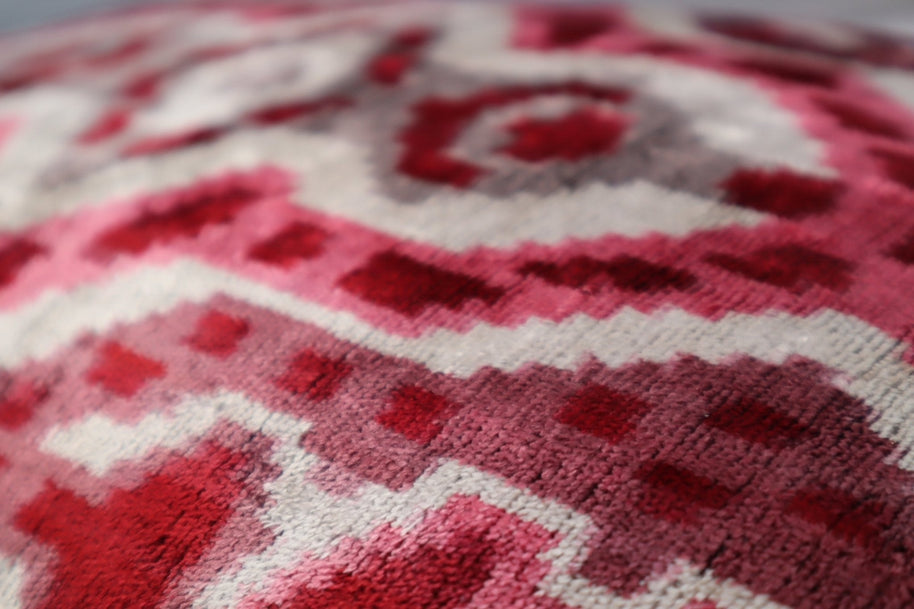 Canvello Pink Gray Handmade 16x24 Silk Velvet Pillow, Organic Veg Dyed, Down/Feather Filled