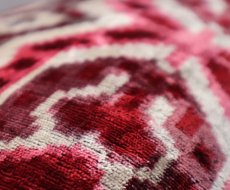 Canvello Pink Gray Handmade 16x24 Silk Velvet Pillow, Organic Veg Dyed, Down/Feather Filled