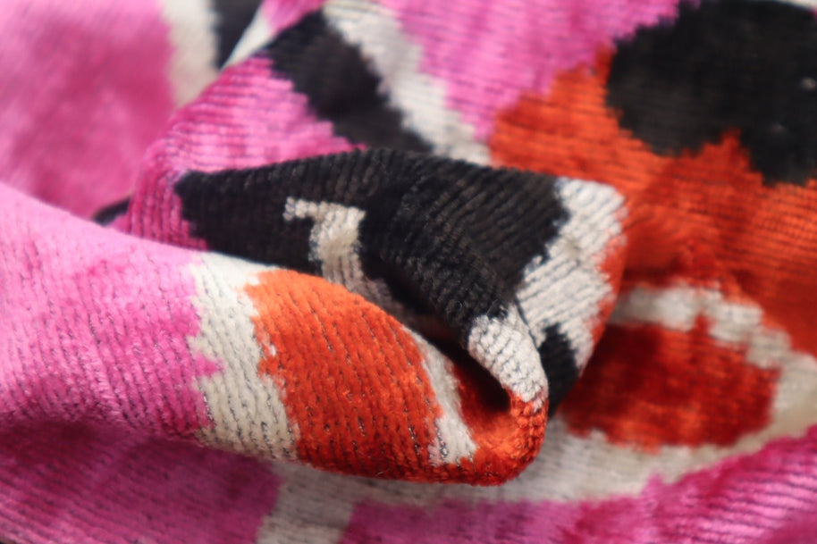 Canvello Pink Orange Handmade 16x24 Silk Velvet Pillow, Organic Veg Dyed, Down/Feather Filled