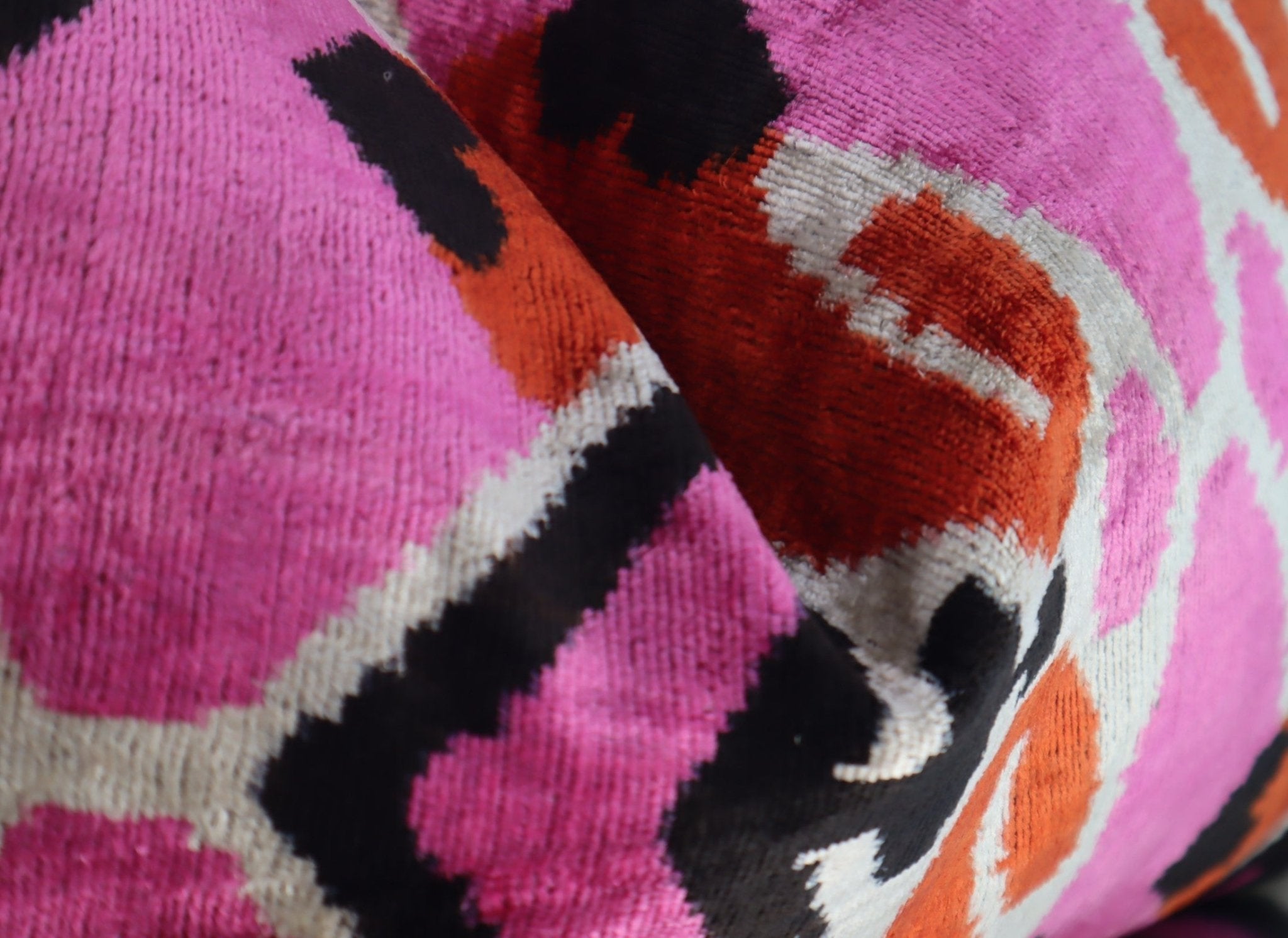 Canvello Pink Orange Handmade 16x24 Silk Velvet Pillow, Organic Veg Dyed, Down/Feather Filled