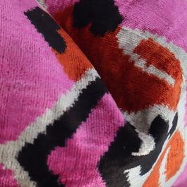 Canvello Pink Orange Handmade 16x24 Silk Velvet Pillow, Organic Veg Dyed, Down/Feather Filled