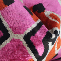 Canvello Pink Orange Handmade 16x24 Silk Velvet Pillow, Organic Veg Dyed, Down/Feather Filled