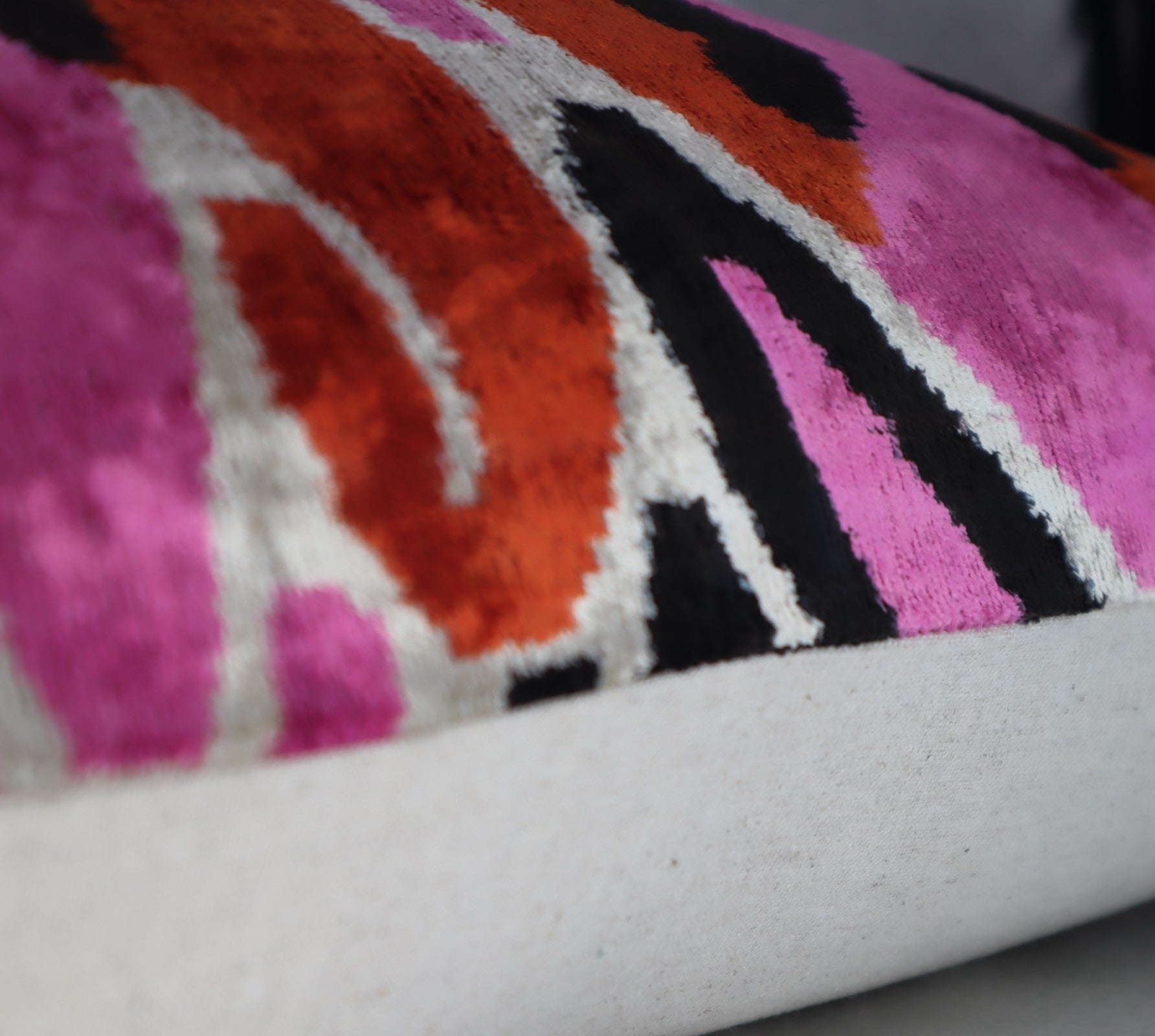 Canvello Pink Orange Handmade 16x24 Silk Velvet Pillow, Organic Veg Dyed, Down/Feather Filled