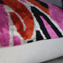 Canvello Pink Orange Handmade 16x24 Silk Velvet Pillow, Organic Veg Dyed, Down/Feather Filled