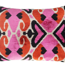 Canvello Pink Orange Handmade 16x24 Silk Velvet Pillow, Organic Veg Dyed, Down/Feather Filled