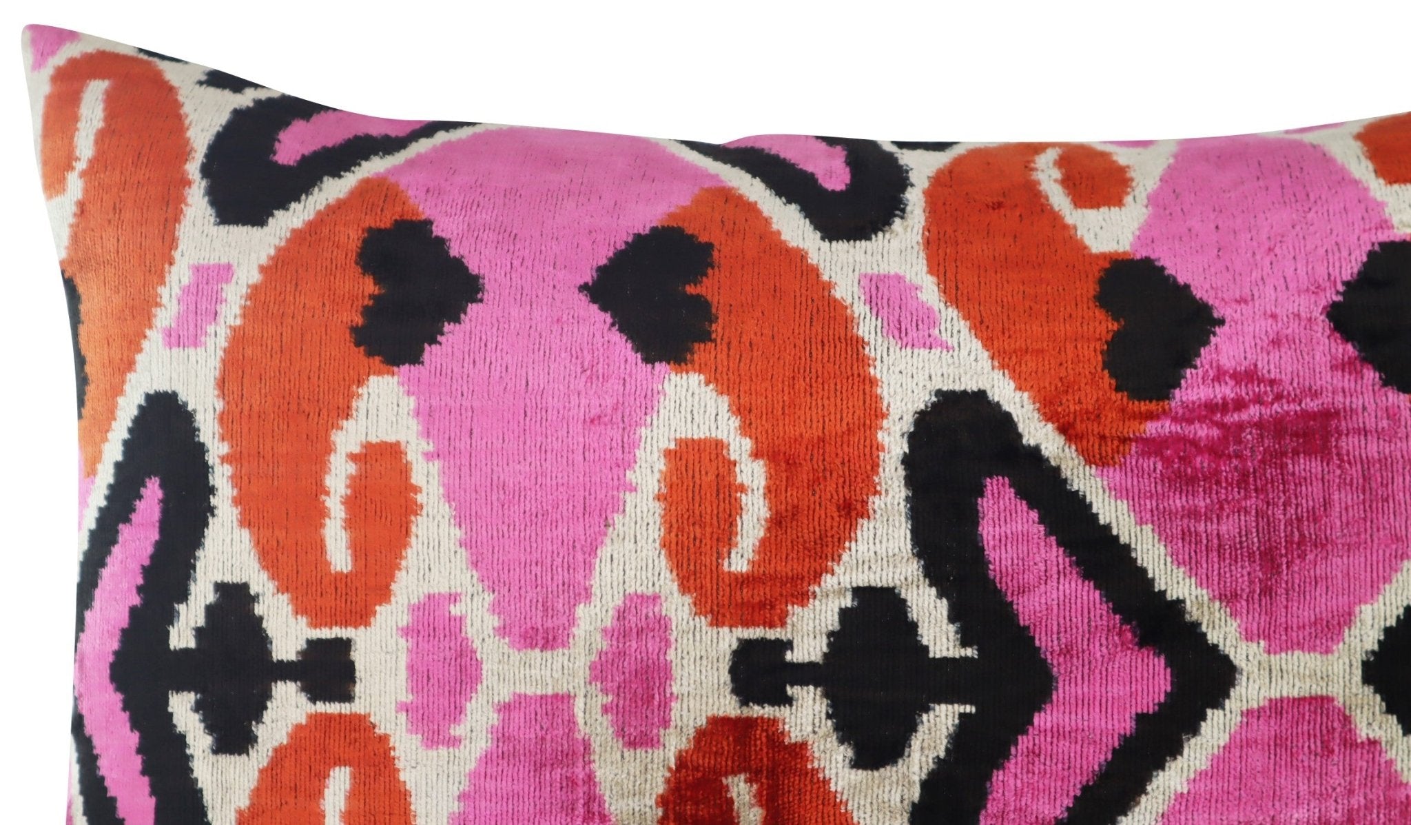 Canvello Pink Orange Handmade 16x24 Silk Velvet Pillow, Organic Veg Dyed, Down/Feather Filled