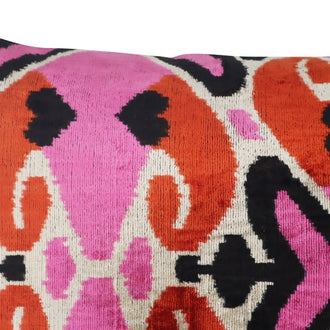 Canvello Pink Orange Handmade 16x24 Silk Velvet Pillow, Organic Veg Dyed, Down/Feather Filled