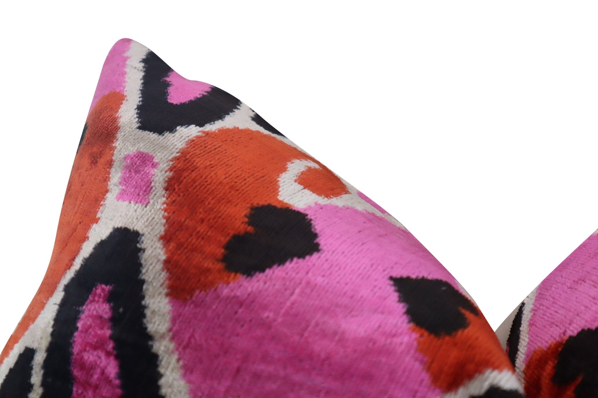 Canvello Pink Orange Handmade 16x24 Silk Velvet Pillow, Organic Veg Dyed, Down/Feather Filled