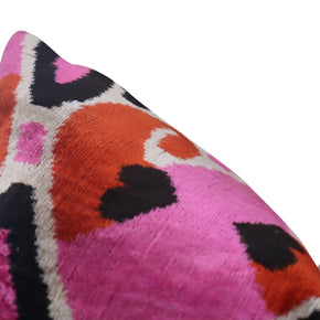 Canvello Pink Orange Handmade 16x24 Silk Velvet Pillow, Organic Veg Dyed, Down/Feather Filled