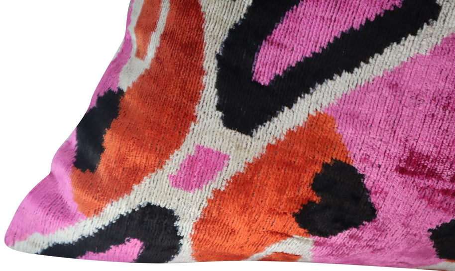 Canvello Pink Orange Handmade 16x24 Silk Velvet Pillow, Organic Veg Dyed, Down/Feather Filled