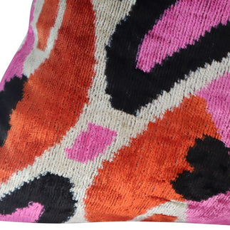 Canvello Pink Orange Handmade 16x24 Silk Velvet Pillow, Organic Veg Dyed, Down/Feather Filled