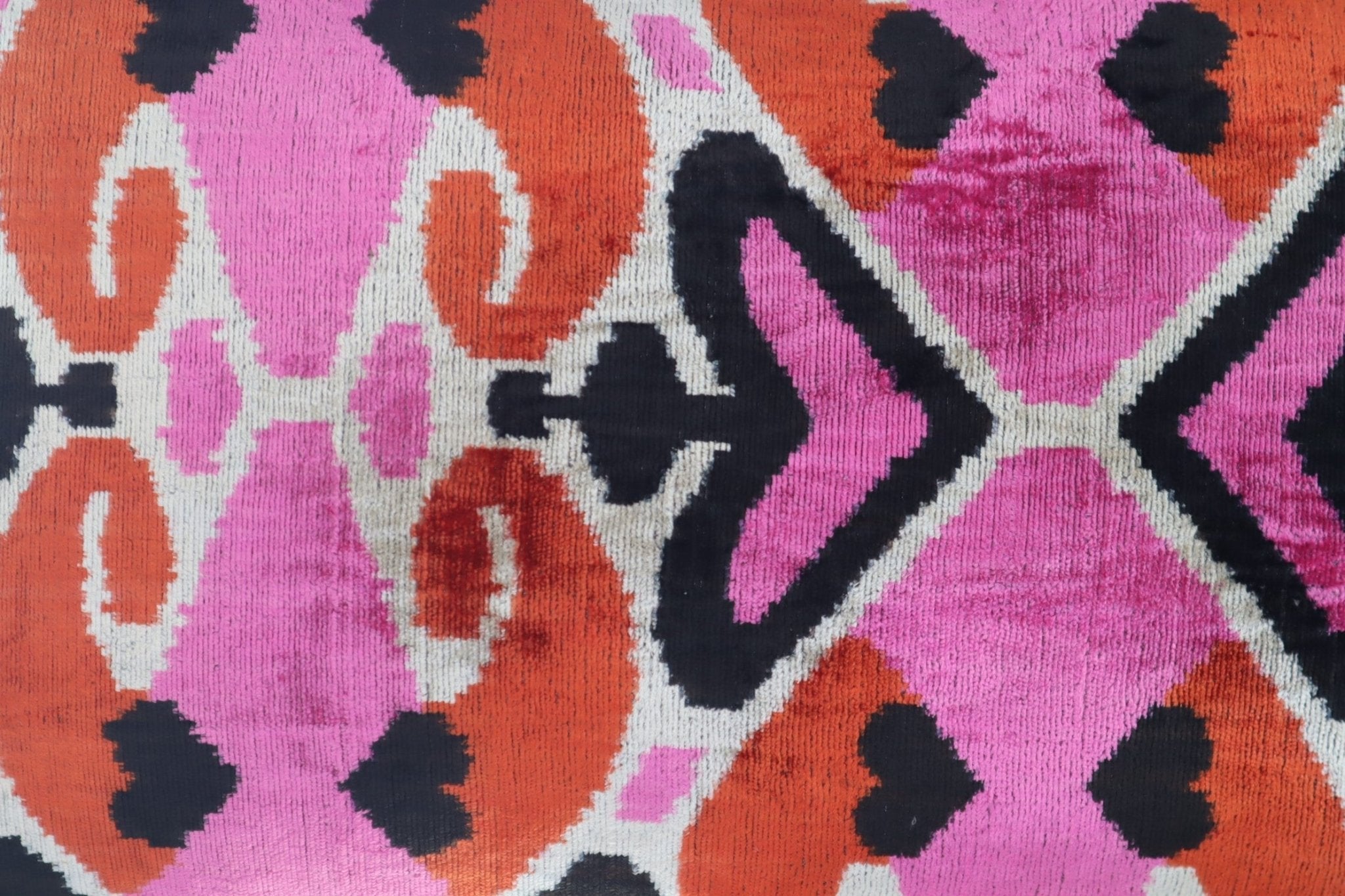 Canvello Pink Orange Handmade 16x24 Silk Velvet Pillow, Organic Veg Dyed, Down/Feather Filled