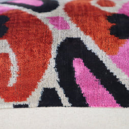 Canvello Pink Orange Handmade 16x24 Silk Velvet Pillow, Organic Veg Dyed, Down/Feather Filled