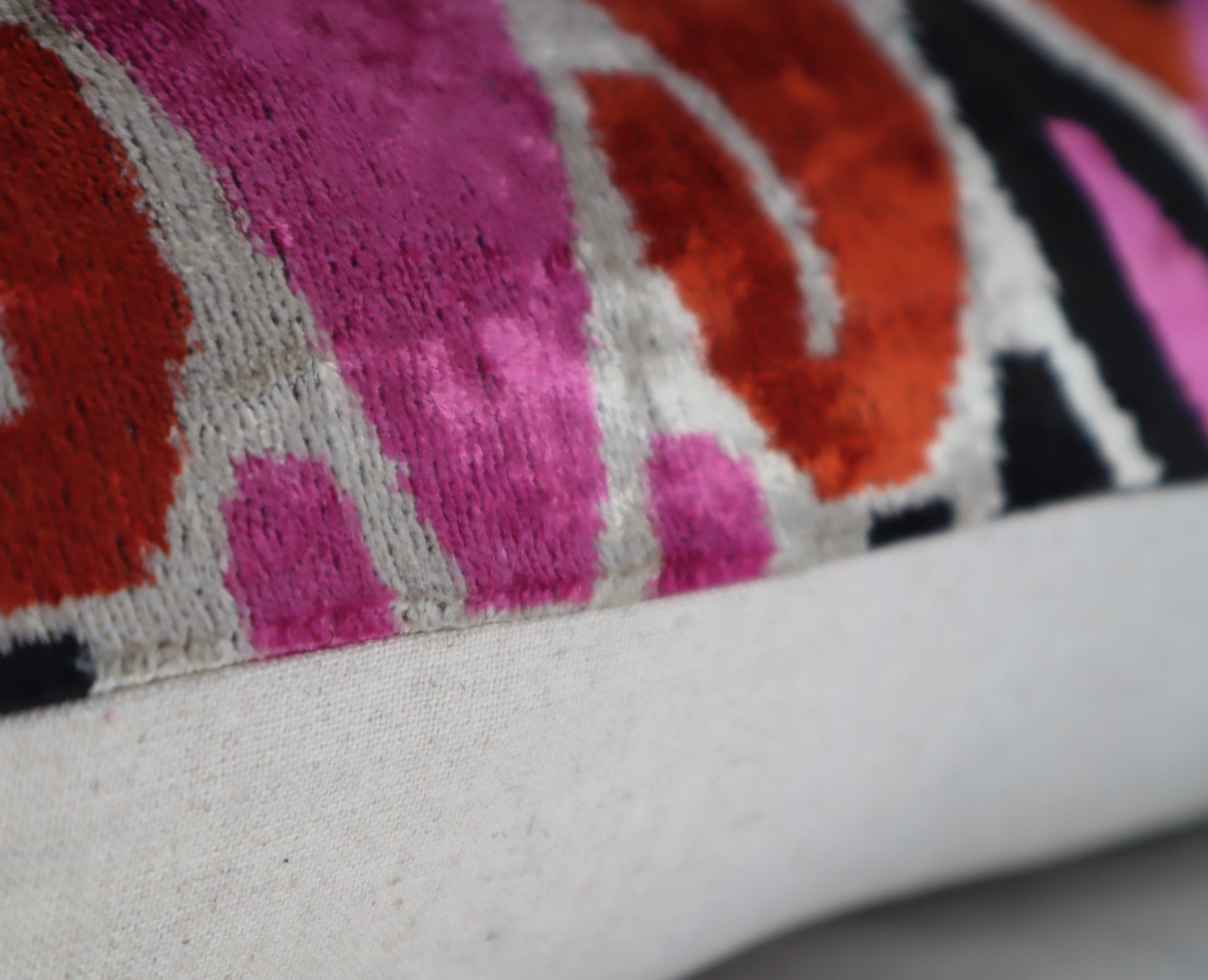 Canvello Pink Orange Handmade 16x24 Silk Velvet Pillow, Organic Veg Dyed, Down/Feather Filled