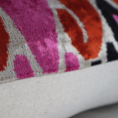 Canvello Pink Orange Handmade 16x24 Silk Velvet Pillow, Organic Veg Dyed, Down/Feather Filled