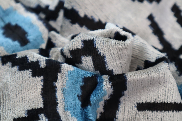 Canvello Silver Black Blue Vegetable Dyed Handmade Turkish Silk Velvet Pillow - A Work Of Art