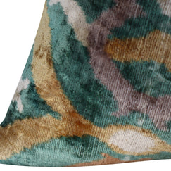 Canvello Teal Beige Brown Vegetable Dyed Handmade Turkish Silk Velvet Pillow - A Work Of Art