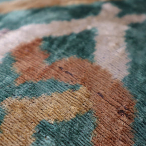 Canvello Teal Beige Brown Vegetable Dyed Handmade Turkish Silk Velvet Pillow - A Work Of Art
