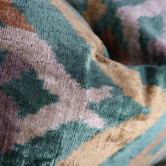 Canvello Teal Beige Brown Vegetable Dyed Handmade Turkish Silk Velvet Pillow - A Work Of Art