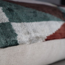 Canvello Teal Beige Brown Vegetable Dyed Handmade Turkish Silk Velvet Pillow - A Work Of Art