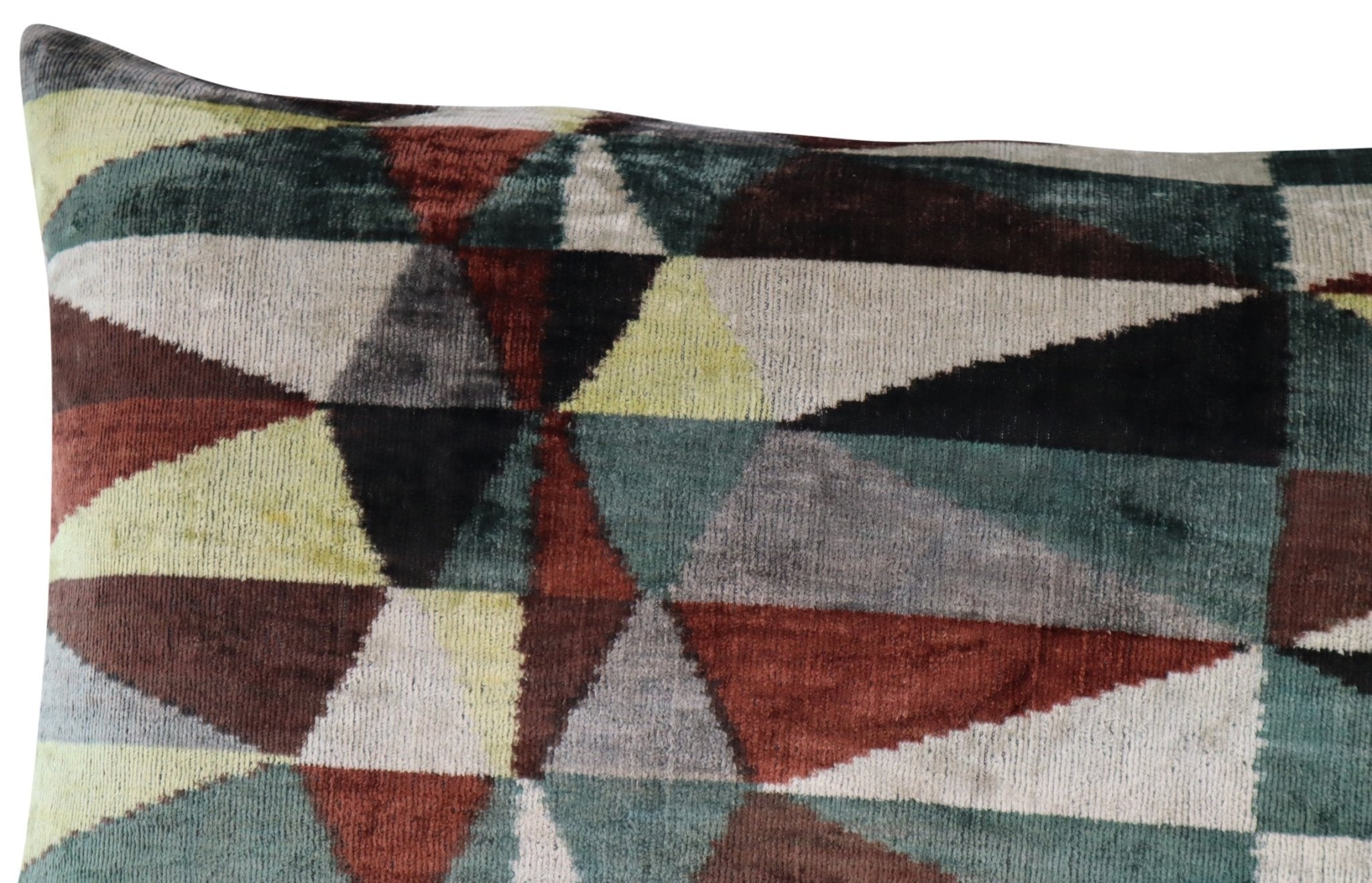 Canvello Teal Beige Brown Vegetable Dyed Handmade Turkish Silk Velvet Pillow - A Work Of Art