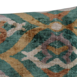 Canvello Teal Beige Brown Vegetable Dyed Handmade Turkish Silk Velvet Pillow - A Work Of Art