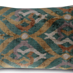 Canvello Teal Beige Brown Vegetable Dyed Handmade Turkish Silk Velvet Pillow - A Work Of Art