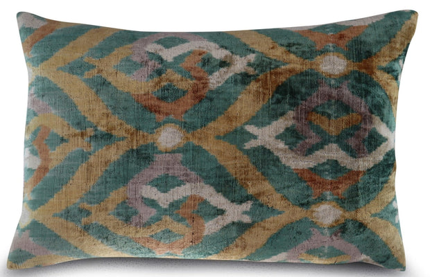 Canvello Teal Beige Brown Vegetable Dyed Handmade Turkish Silk Velvet Pillow - A Work Of Art