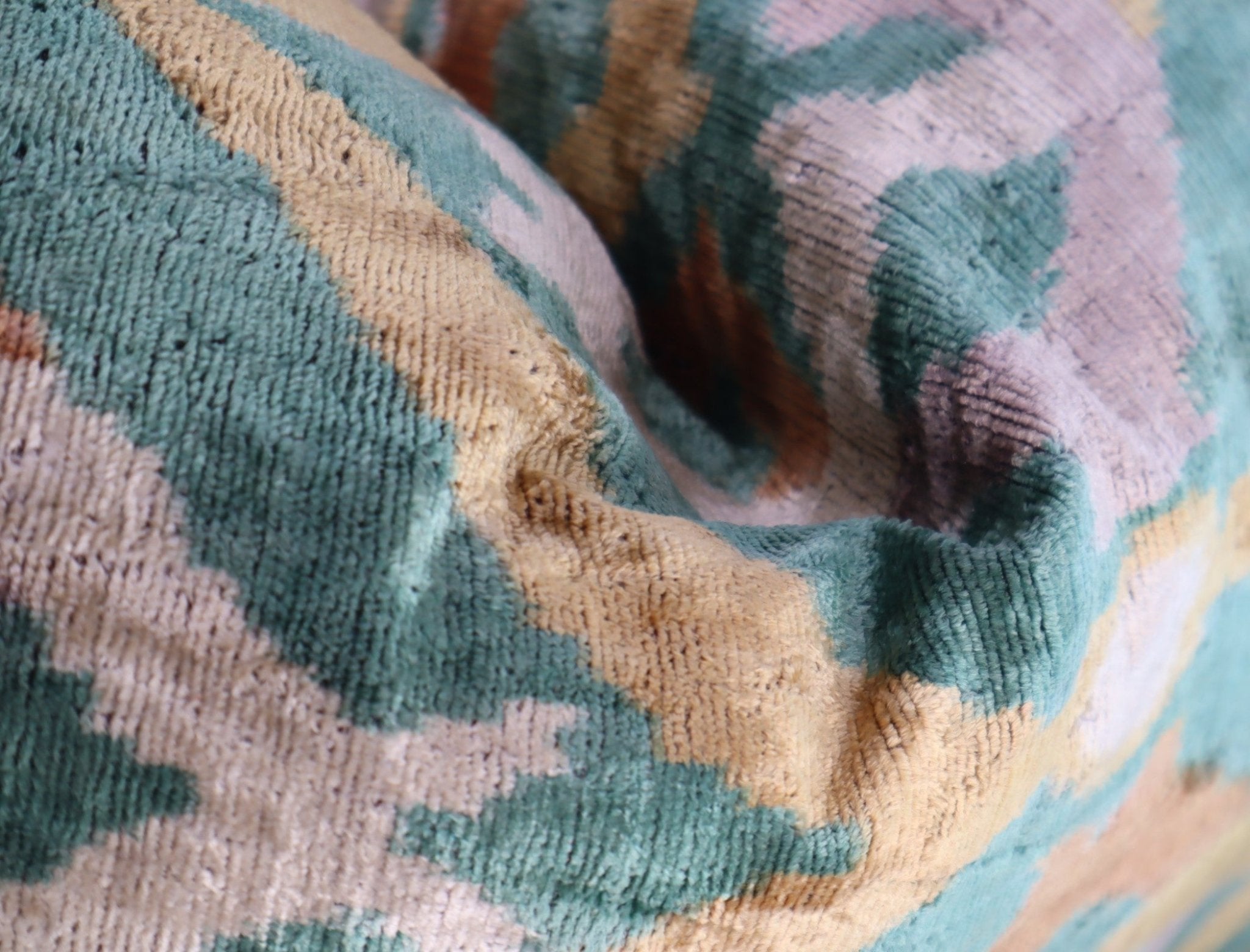 Canvello Teal Beige Brown Vegetable Dyed Handmade Turkish Silk Velvet Pillow - A Work Of Art