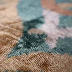 Canvello Teal Beige Brown Vegetable Dyed Handmade Turkish Silk Velvet Pillow - A Work Of Art