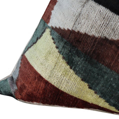 Canvello Teal Beige Brown Vegetable Dyed Handmade Turkish Silk Velvet Pillow - A Work Of Art