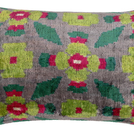 Canvello Unique Gray Green THROW PILLOW + Down INSERT, Invisible Zipper, Couch Cushion, Handmade Luxury Fabric, Decorative Soft Silk Velvet  16