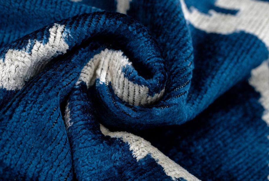 Canvello Unique THROW PILLOW + Down INSERT, Couch Cushion, Handmade Luxury Fabric, Decorative Super Soft Silk Velvet Navy Blue 16x24 In