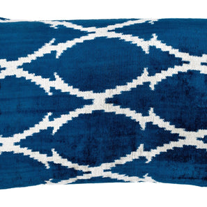 Canvello Unique THROW PILLOW + Down INSERT, Couch Cushion, Handmade Luxury Fabric, Decorative Super Soft Silk Velvet Navy Blue 16x24 In