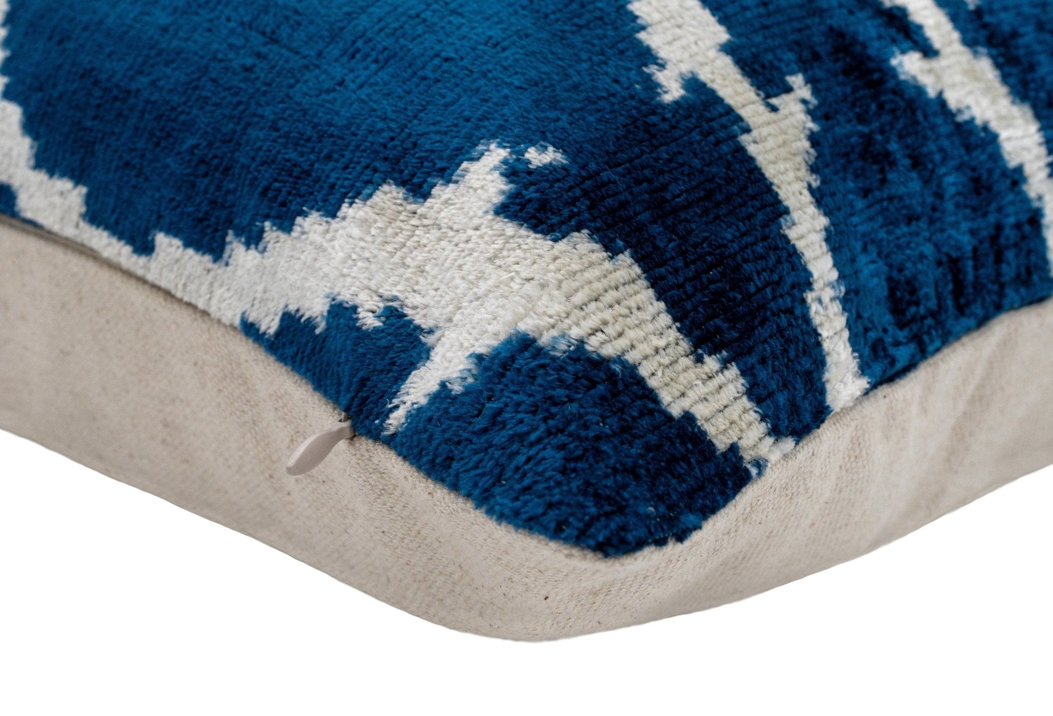 Canvello Unique THROW PILLOW + Down INSERT, Couch Cushion, Handmade Luxury Fabric, Decorative Super Soft Silk Velvet Navy Blue 16x24 In