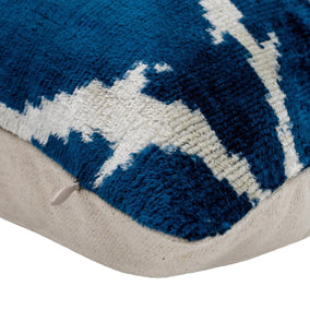 Canvello Unique THROW PILLOW + Down INSERT, Couch Cushion, Handmade Luxury Fabric, Decorative Super Soft Silk Velvet Navy Blue 16x24 In