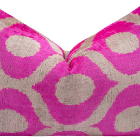 Canvello Vibrant 16x24 In Pink Geometric Trellis Throw Pillow - Modern Fuchsia And White Plush Cushion For Home Décor